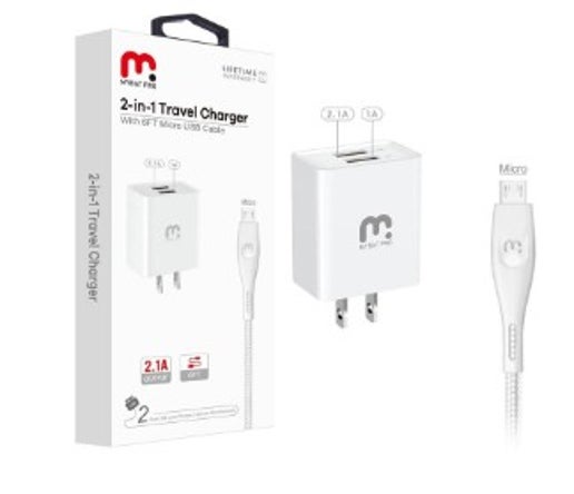 (2in1) MyBat Pro - Travel Adapter w/ Micro USB Cable (6ft)